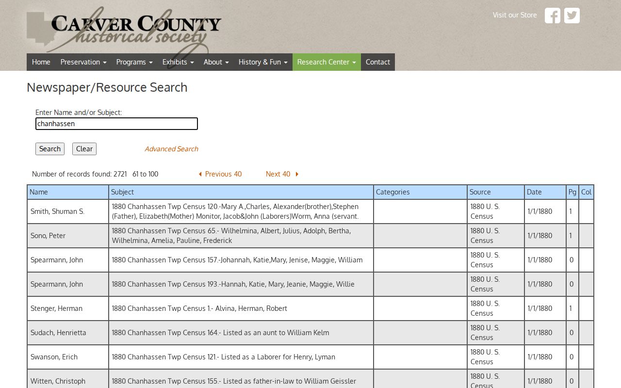 Chanhassen city directory companion newspaper search at Carver County Historical Society