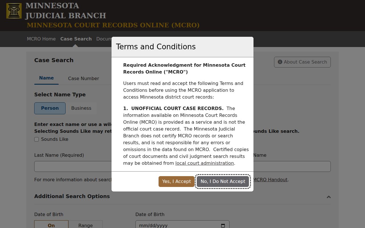 Chanhassen residents directory court case search form