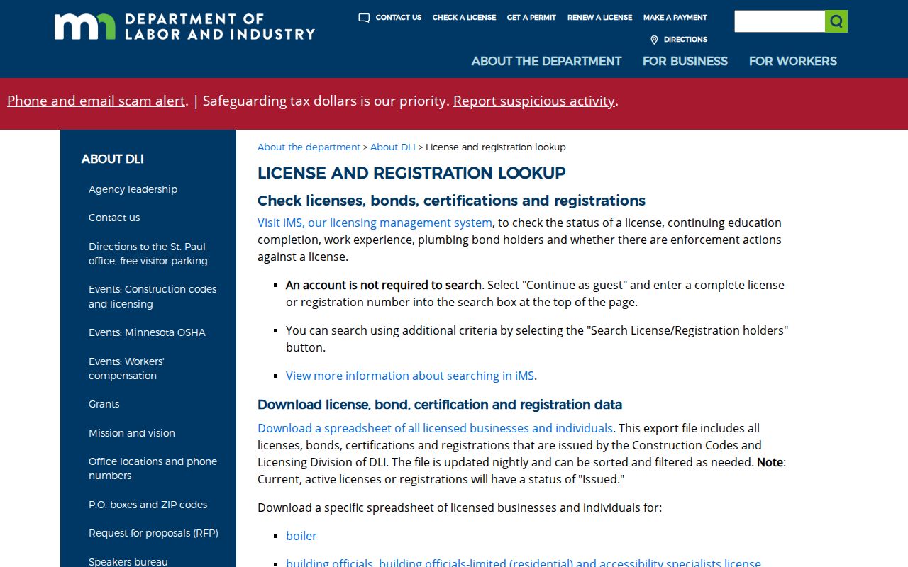 Chanhassen resident lookup Minnesota DLI license search