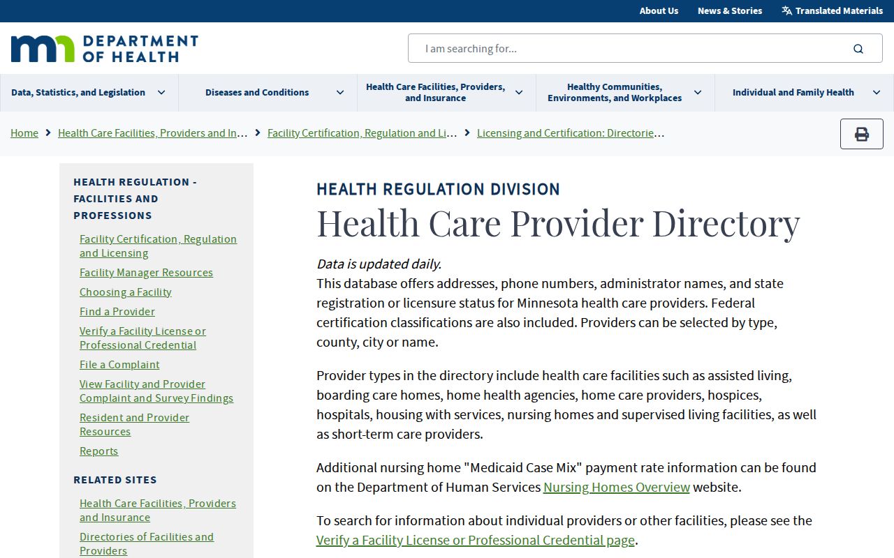 Chanhassen ZIP code directory Minnesota health provider search fields