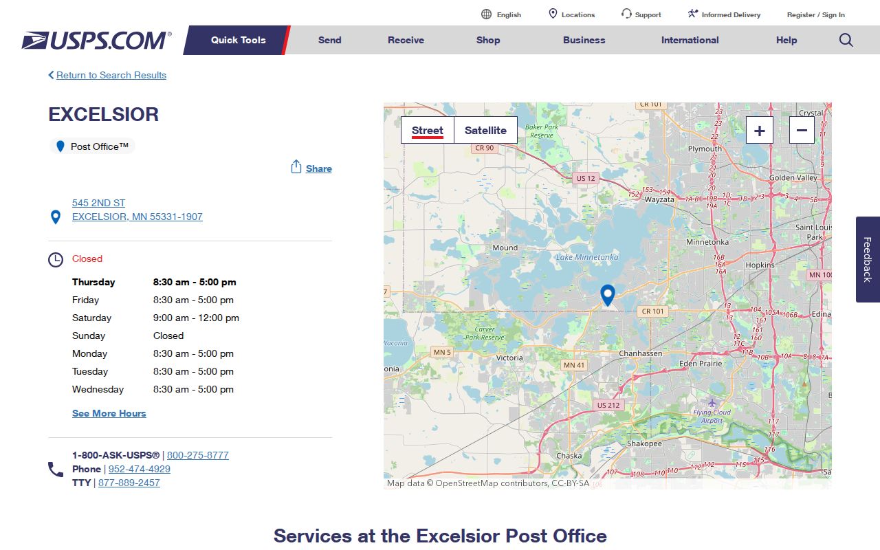 Chanhassen ZIP code directory USPS facility record for 55331